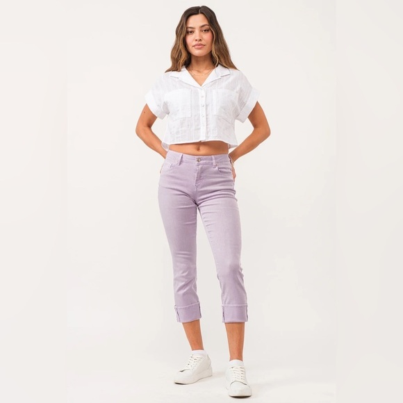 Dear John BLAIRE HIGH RISE CUFFED SLIM STRAIGHT JEANS ORCHID PETAL - Picture 1 of 10